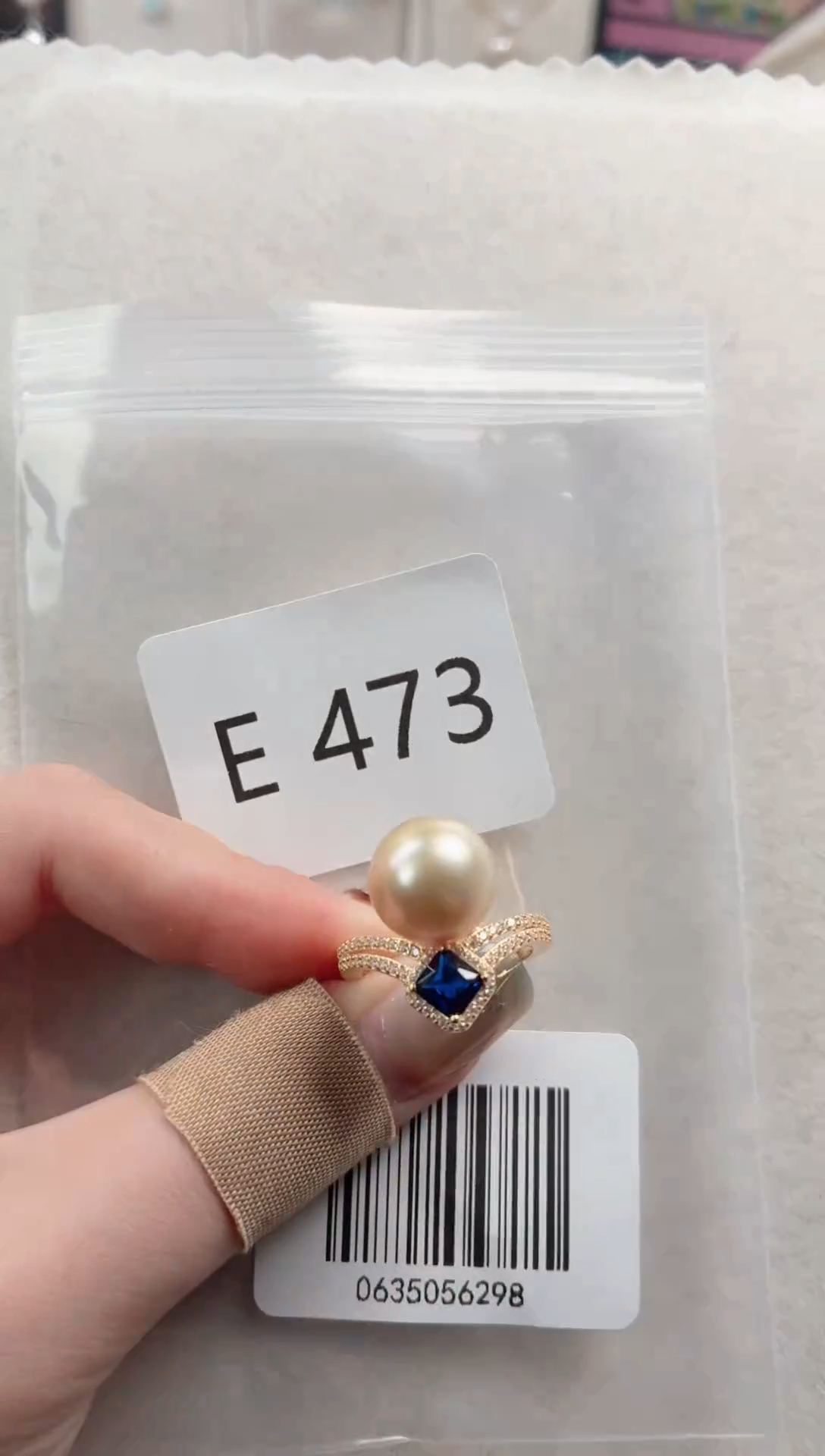 银S925镶嵌戒指海水珍珠E473