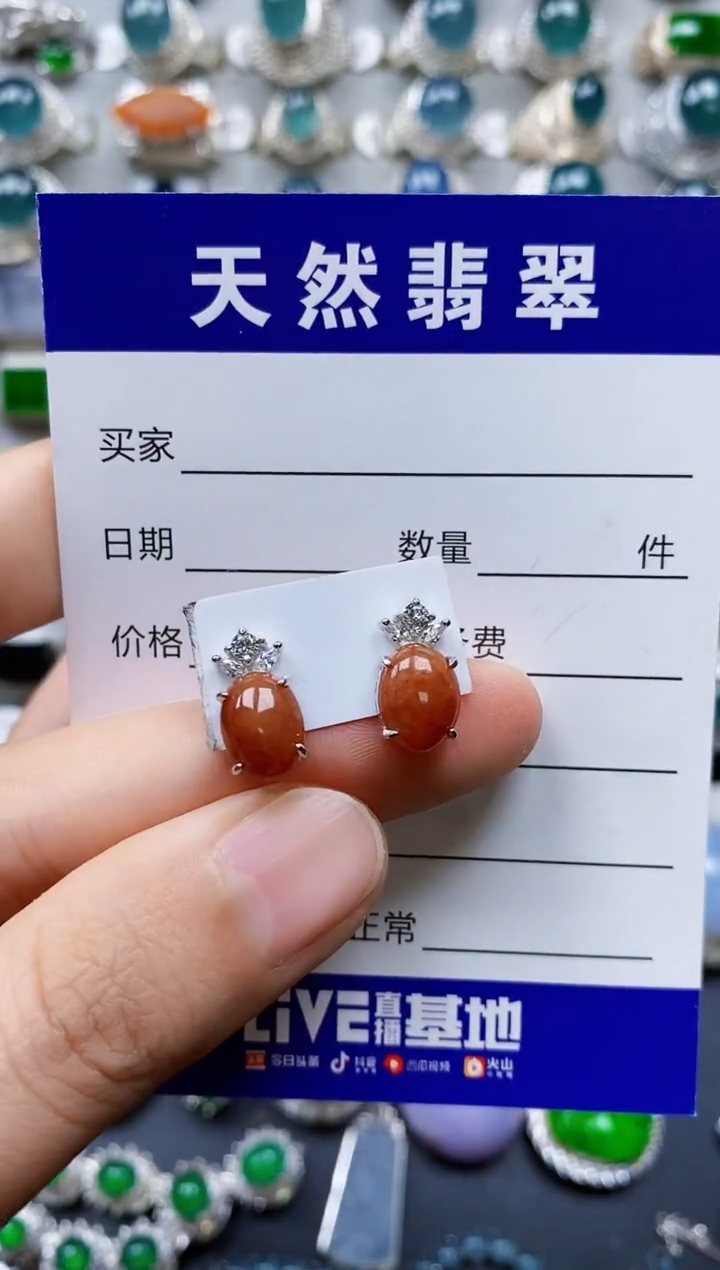 【闪购商品】翡翠耳饰银S925镶嵌0044