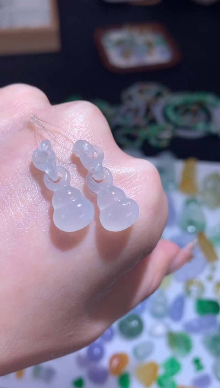 未镶嵌定制翡翠一对葫芦环环