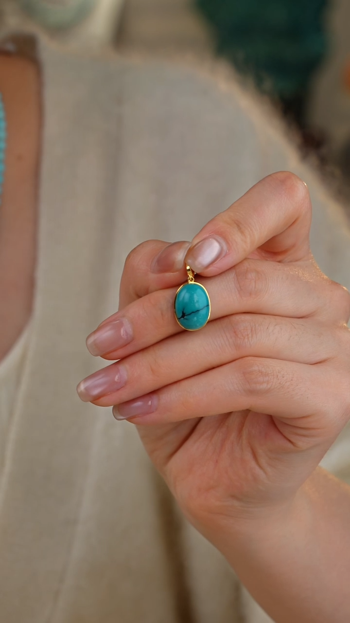 【闪购商品】绿松石吊坠(不含链)18K金镶嵌1