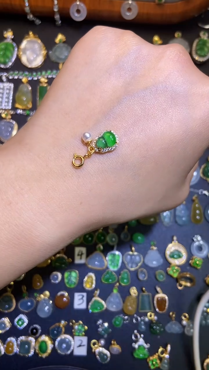 翡翠银S925镶嵌吊坠(不含链)天然a货翡翠