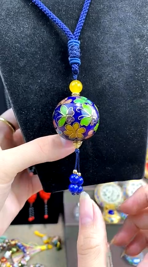 非遗手工艺 景泰蓝 3cm珠子 编绳 宝蓝