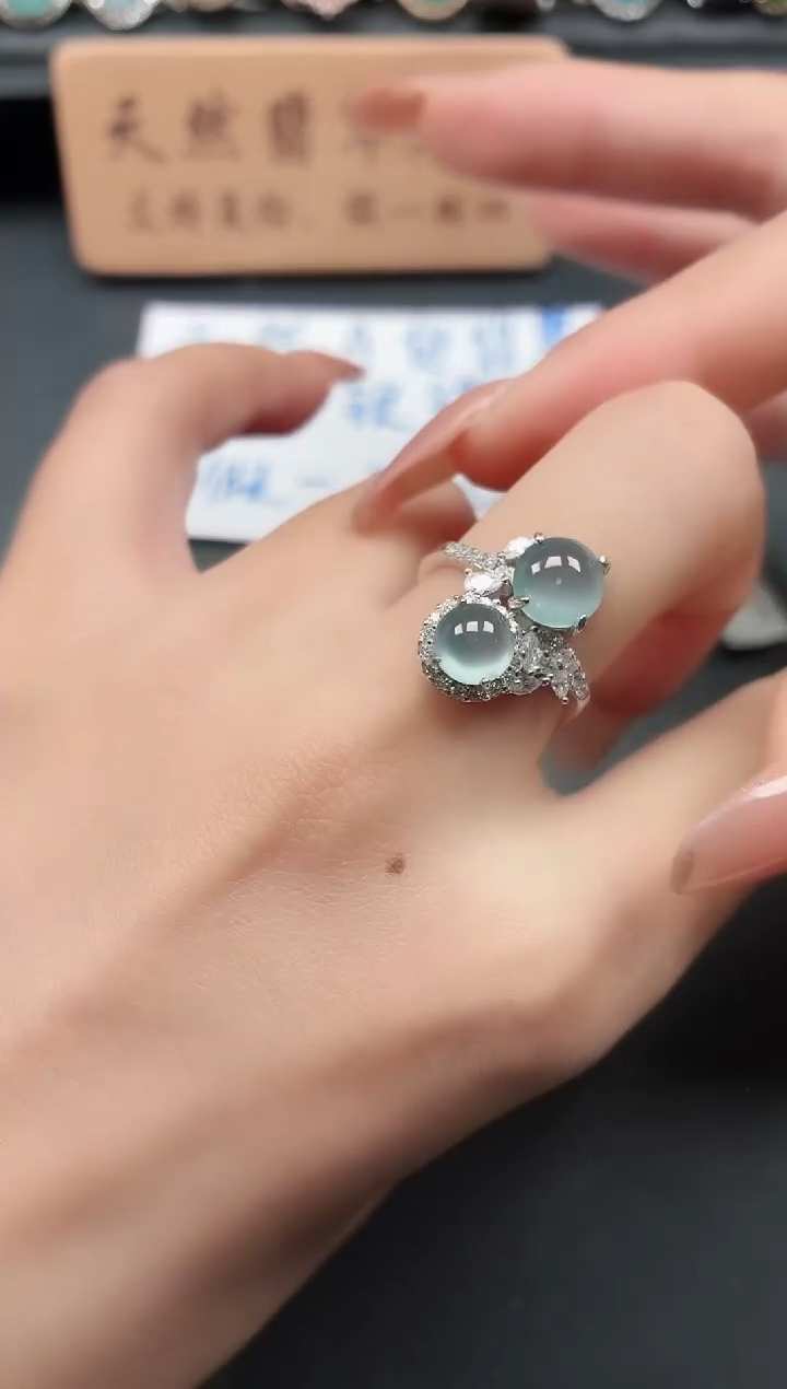 银S925镶嵌戒指翡翠111