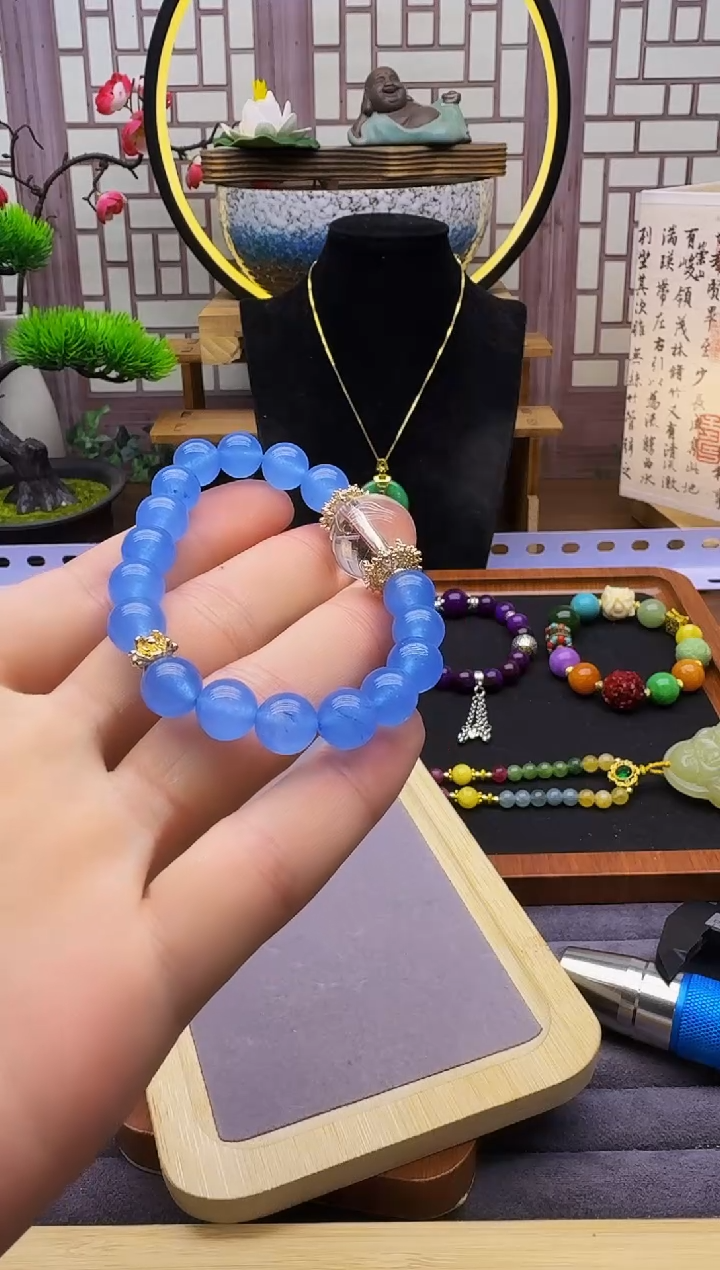 海蓝宝石手链14K金镶嵌S452