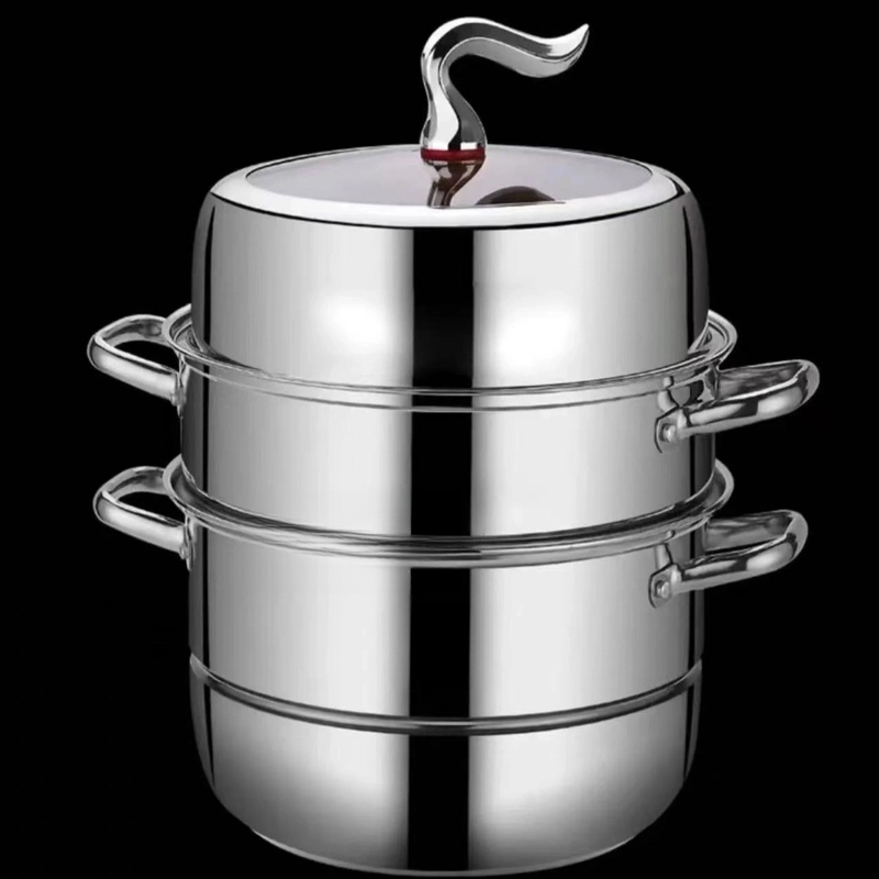 【马尾30cm三层】不锈钢蒸锅多功能厨房蒸笼家用加厚大容量蒸煮锅hn