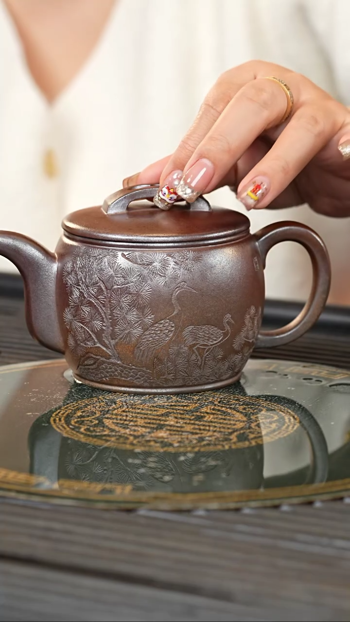 【闪购商品】紫砂茶壶ZCP 柴烧黑墩头 汉瓦