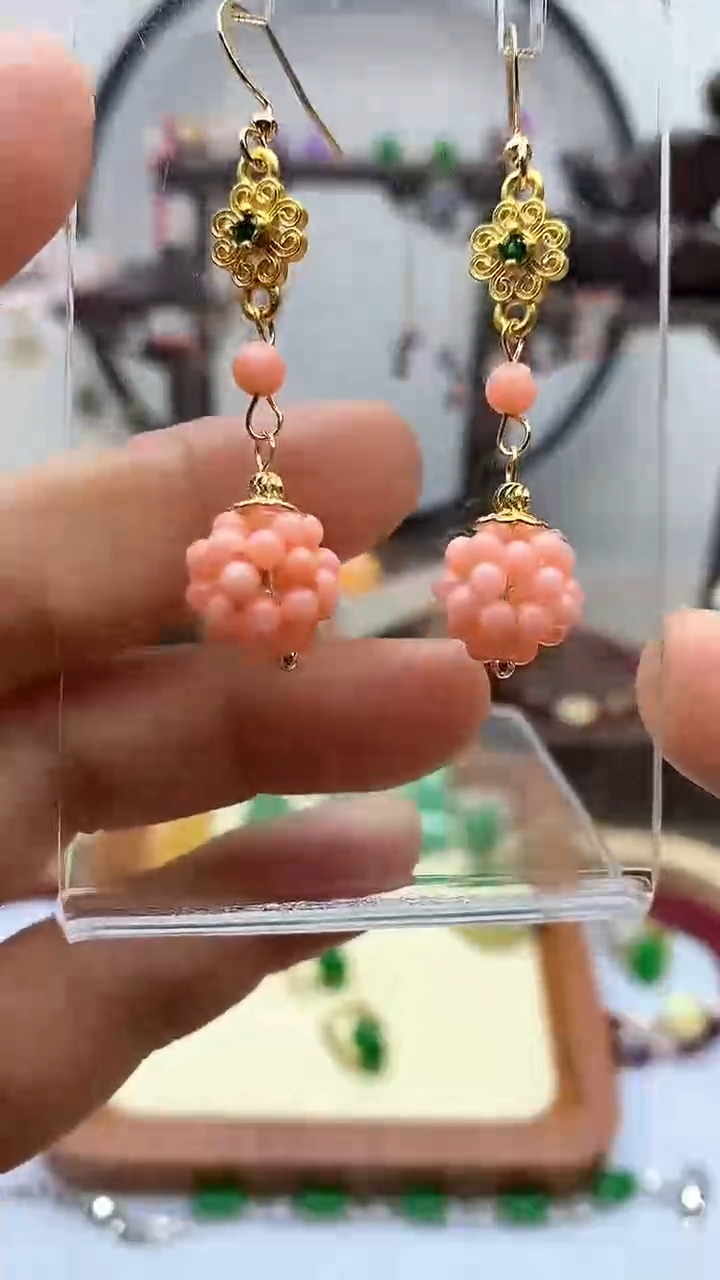 【闪购商品】玛瑙/玉髓耳饰银S925镀金镶嵌166