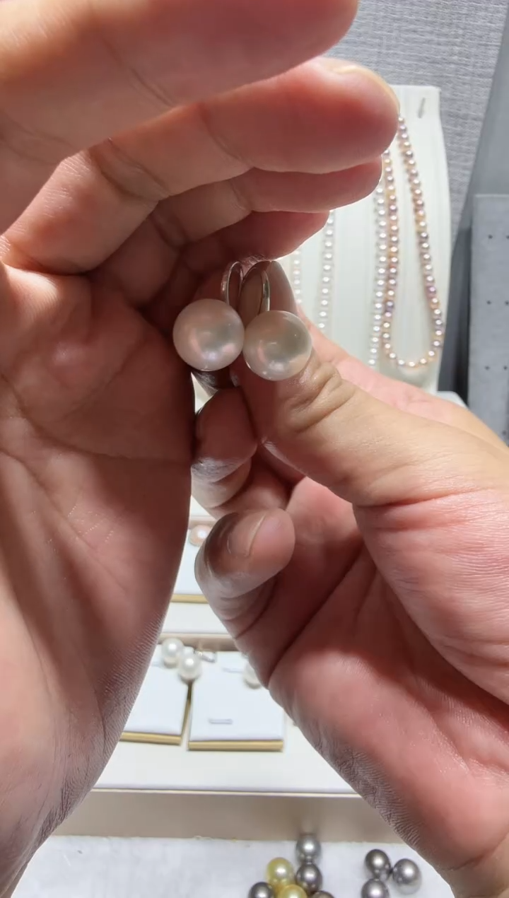 银S925镶嵌耳饰淡水珍珠耳钉