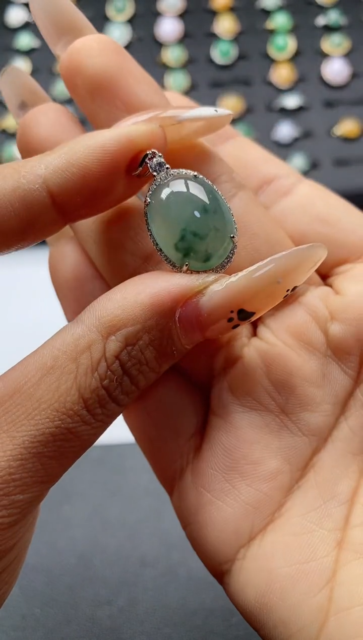 翡翠戒指银S925镶嵌.