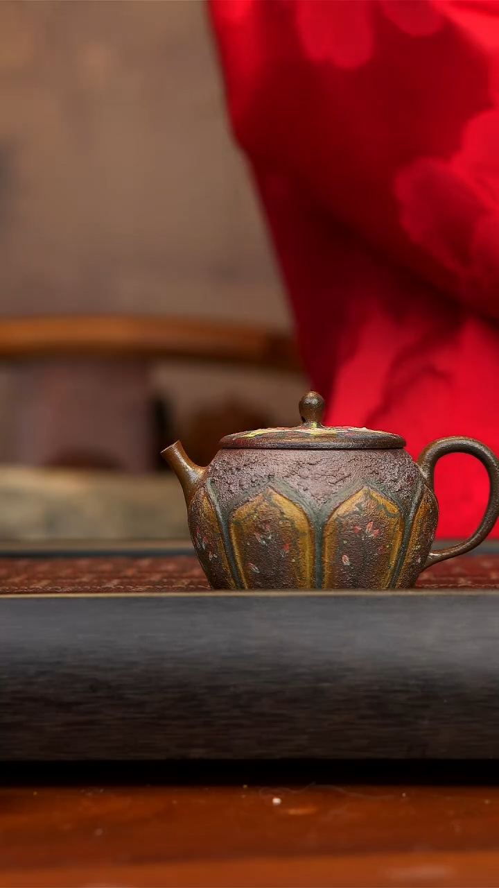 【闪购商品】紫砂茶壶敦煌柴烧壶佛莲