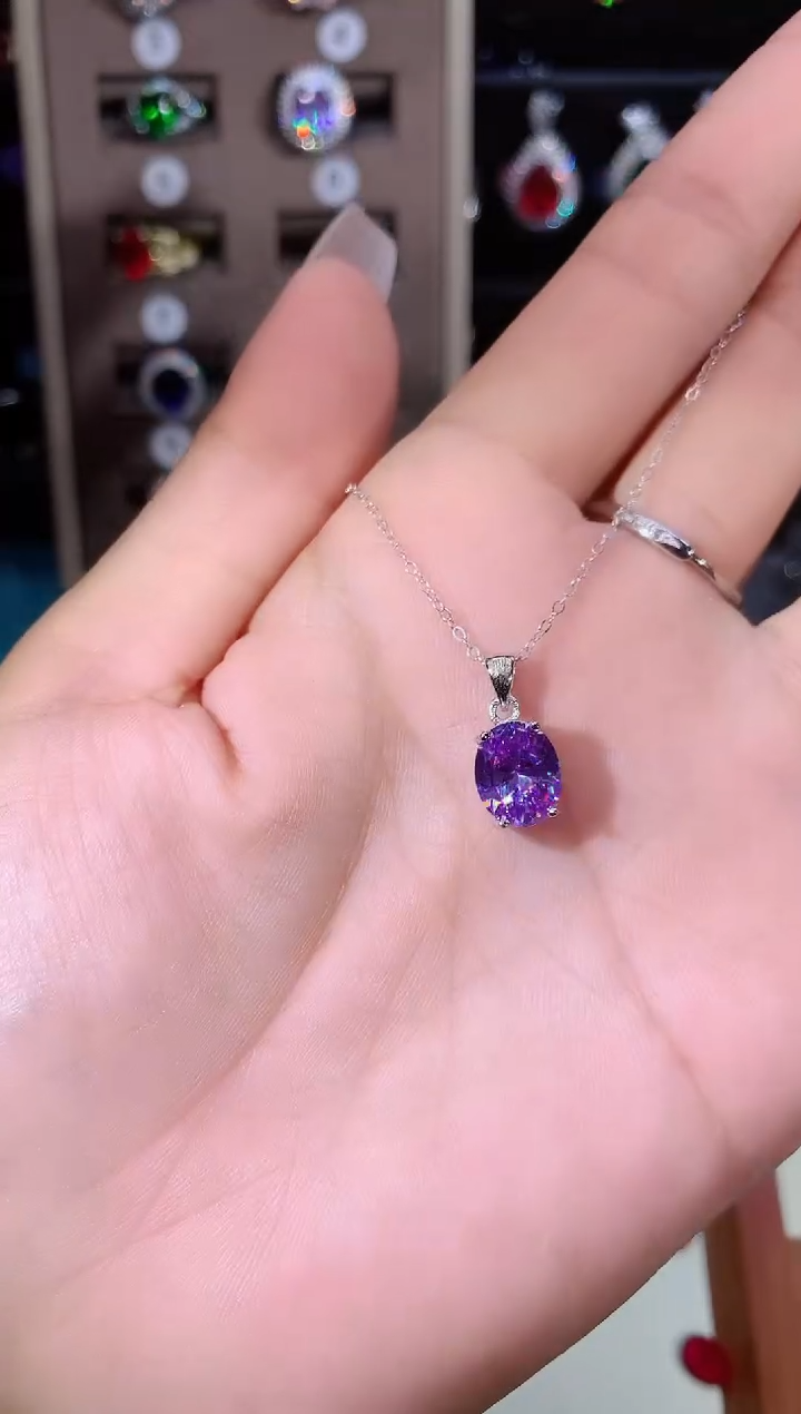 银S925镶嵌颈饰碧玺810白