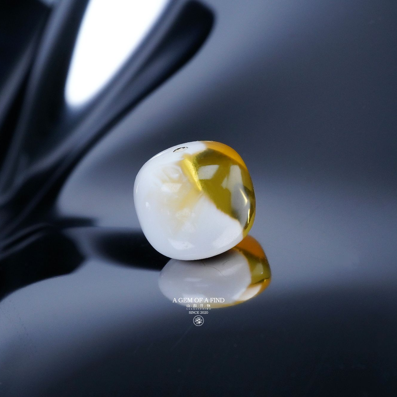 山和开物｜10.4mm金漆白溶洞妖花老型文玩配饰 天然琥珀蜜蜡特惠