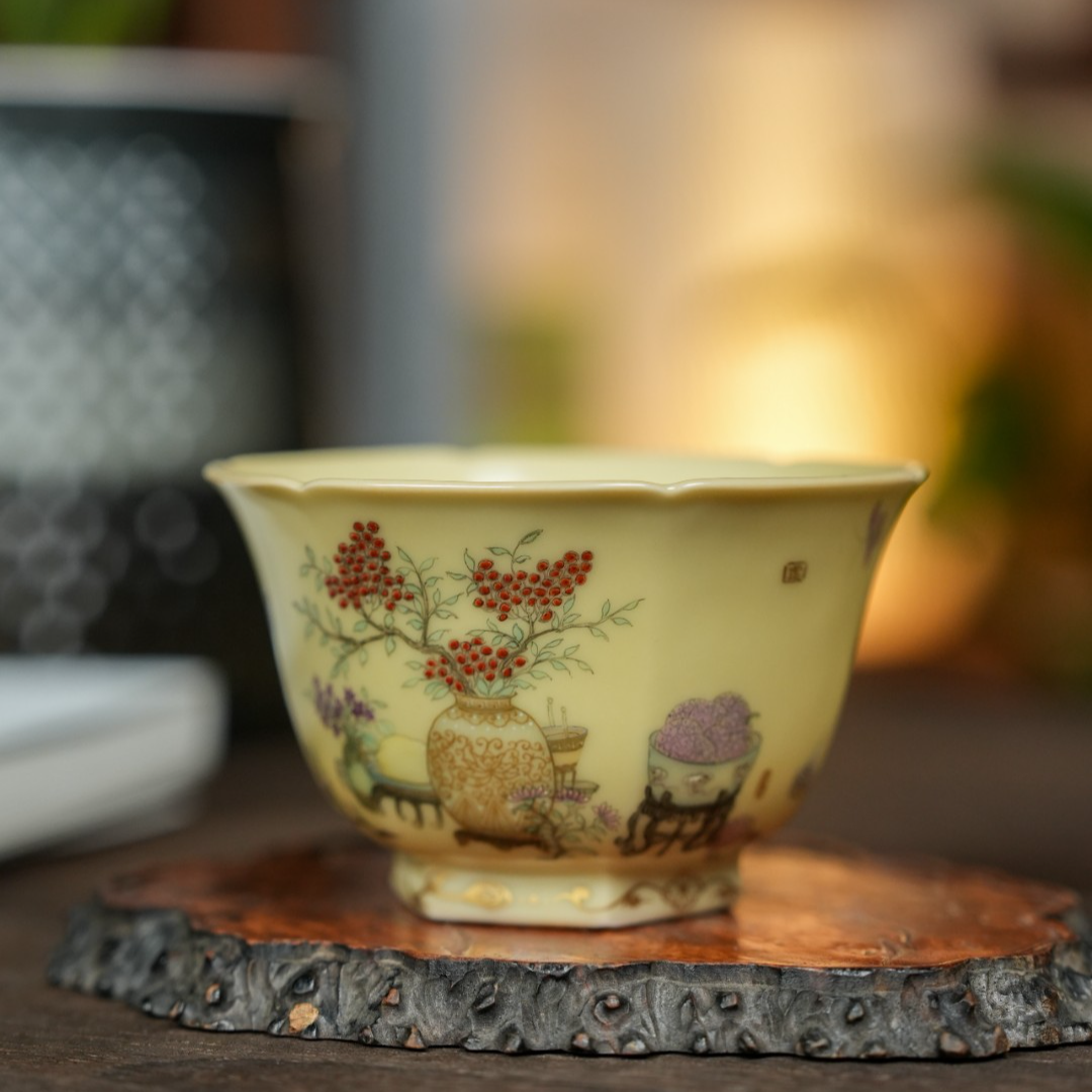 【小乔赏瓷】谢小金 景德镇手工手绘清供杯xxj335.