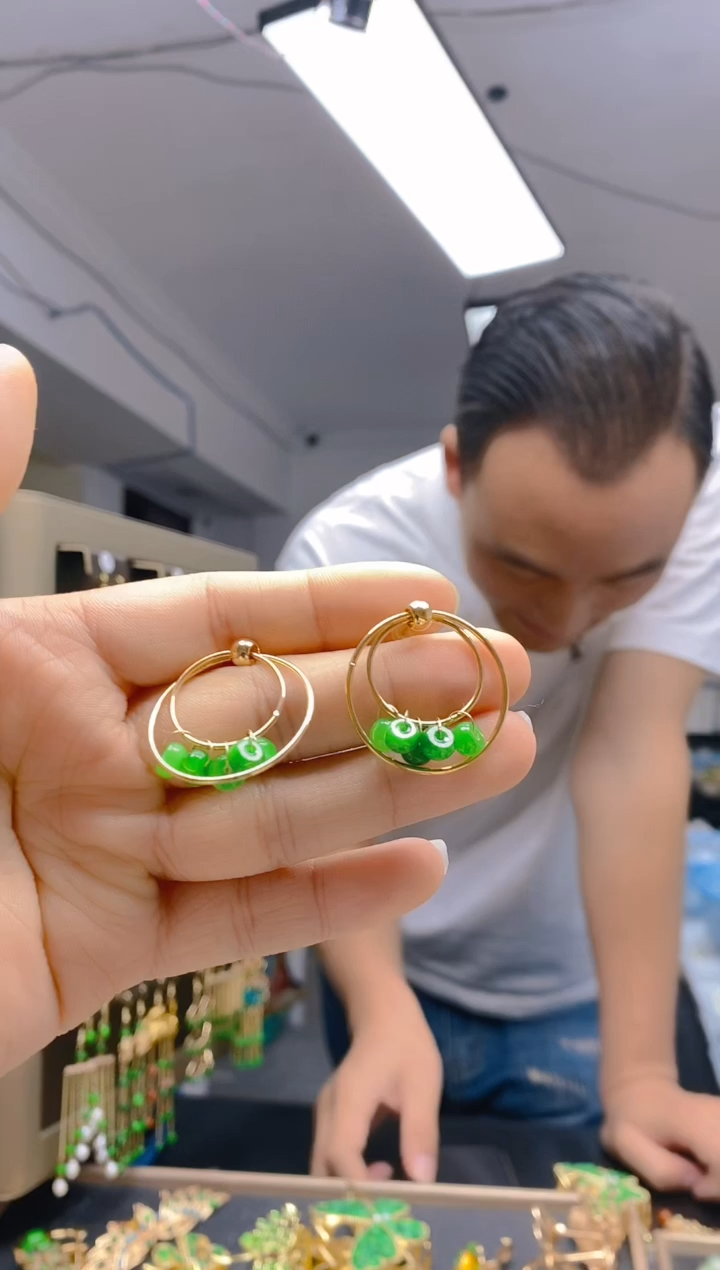 【闪购商品】翡翠耳饰合金0388翡翠耳钉