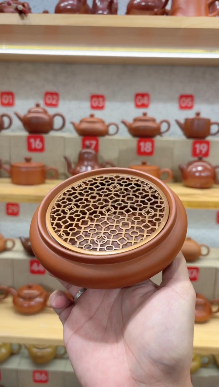 茶壶紫砂开播浮力镂空壶承内直径10外直径13