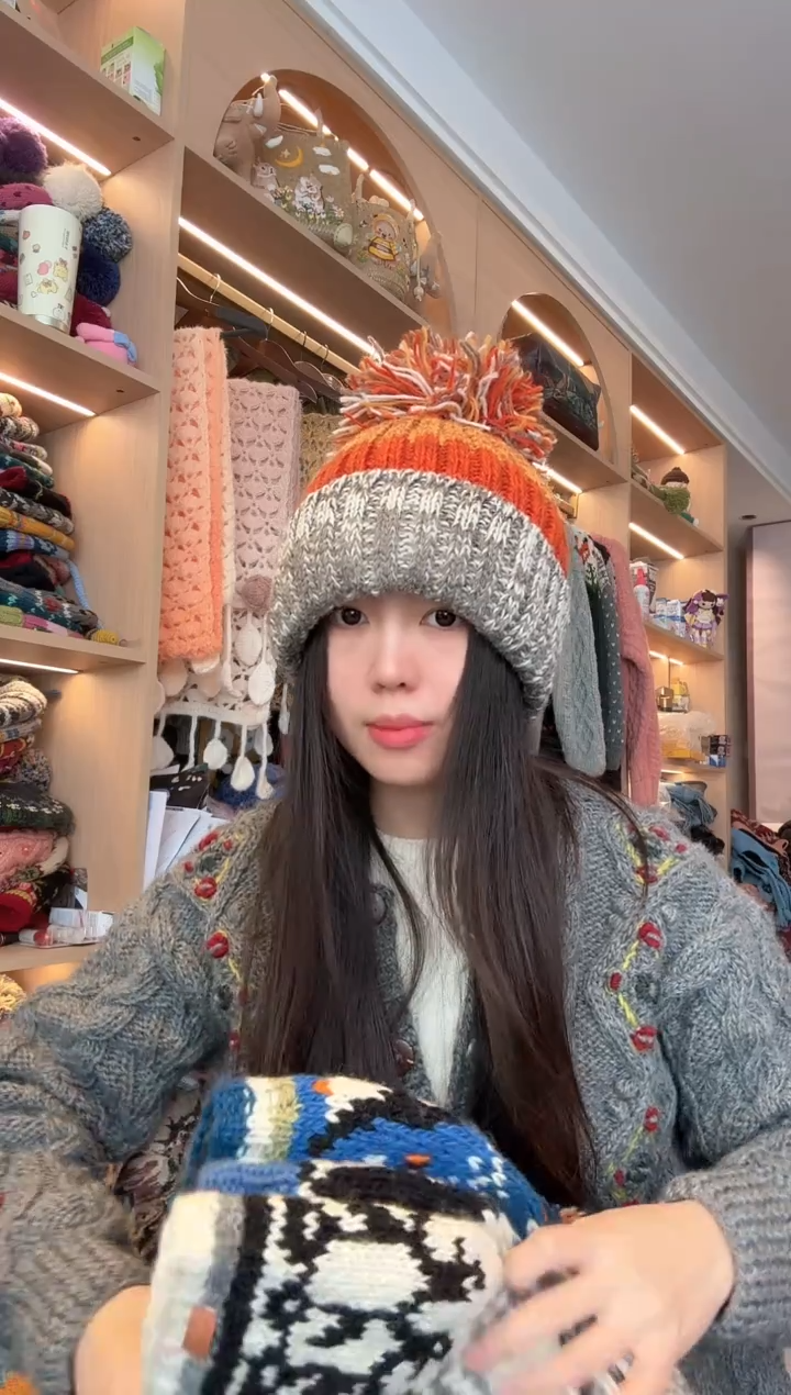 羊毛南瓜燕麦翻边帽