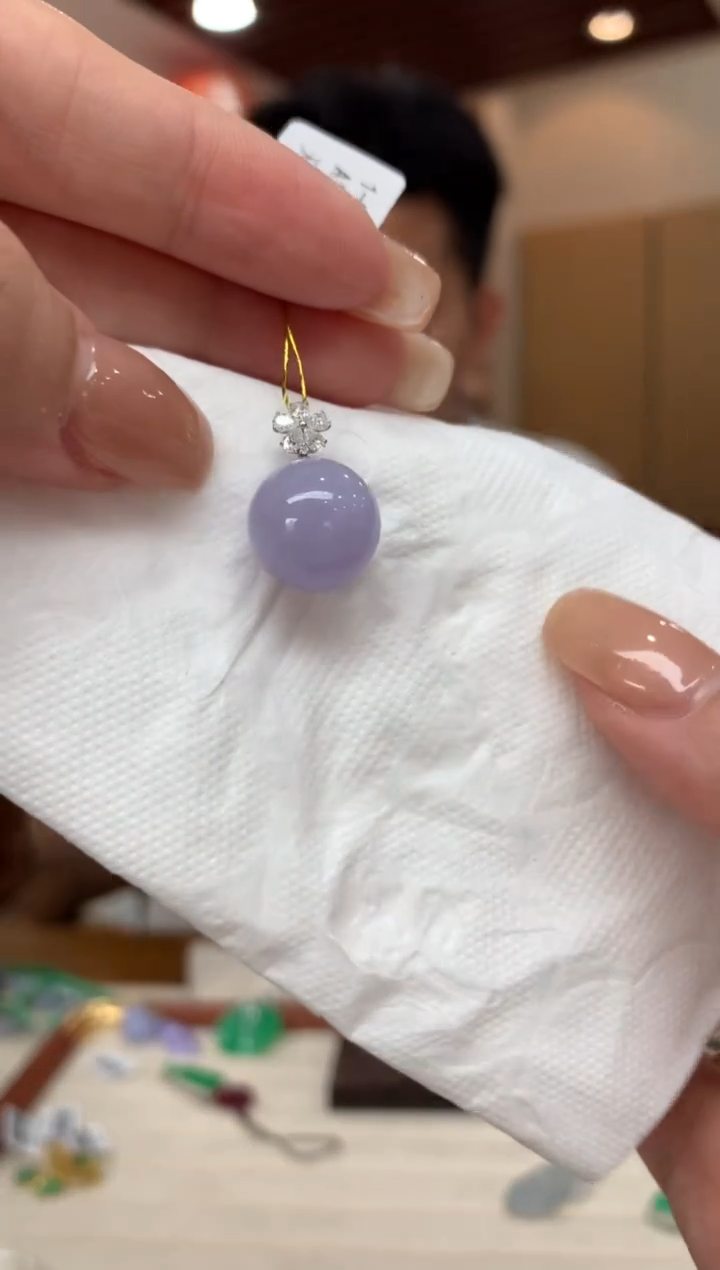 吊坠(不含链)18K金镶嵌翡翠圆珠