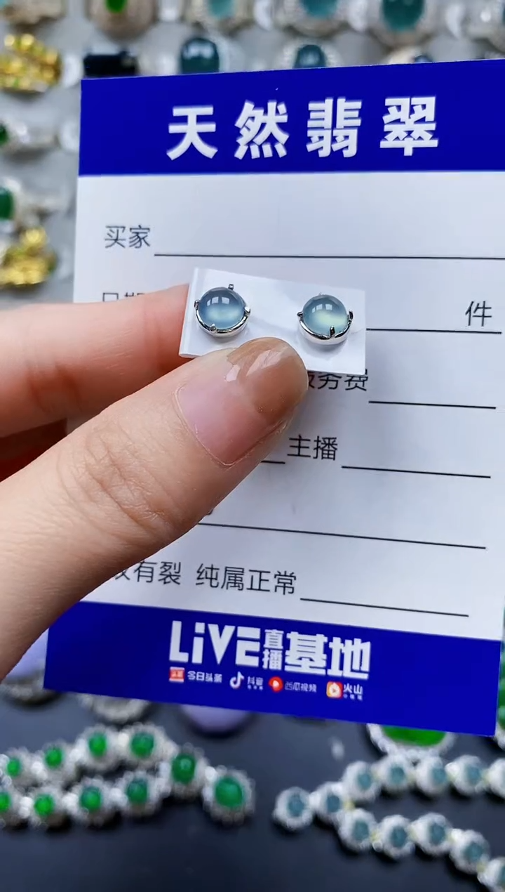 【闪购商品】翡翠银S925镶嵌耳饰0130