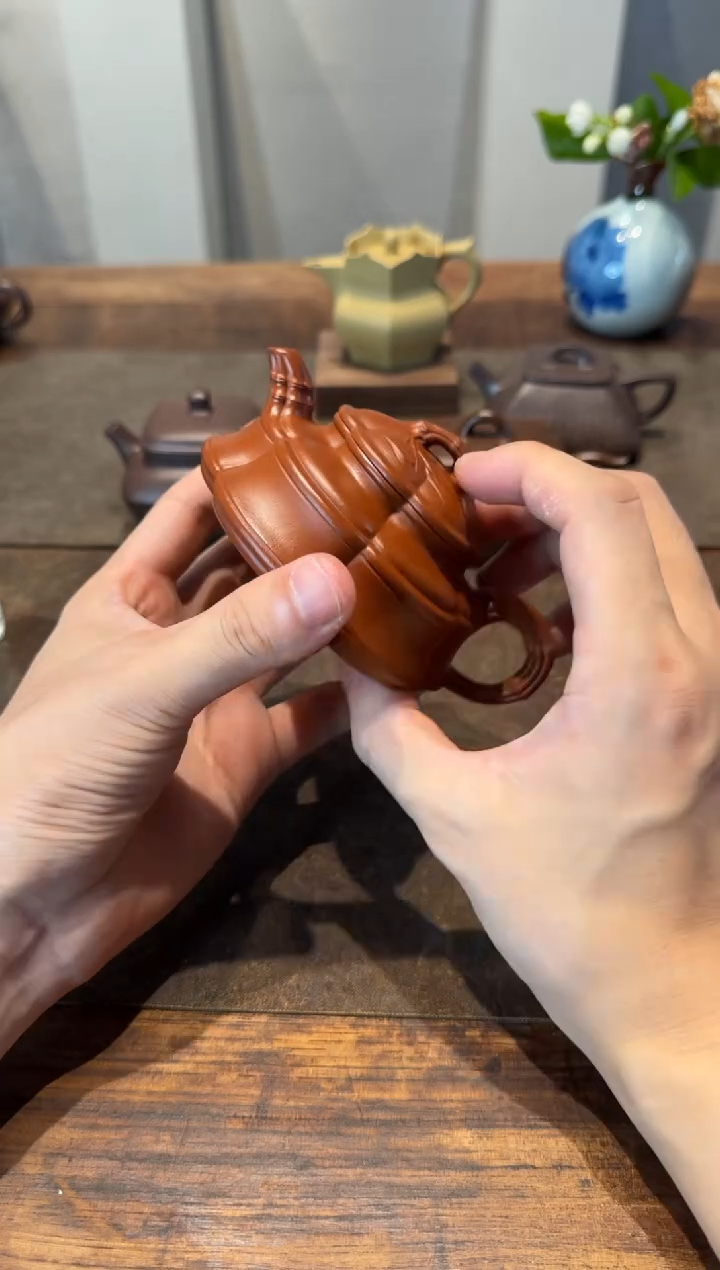 茶壶紫砂z**h海棠竹鼎 扁