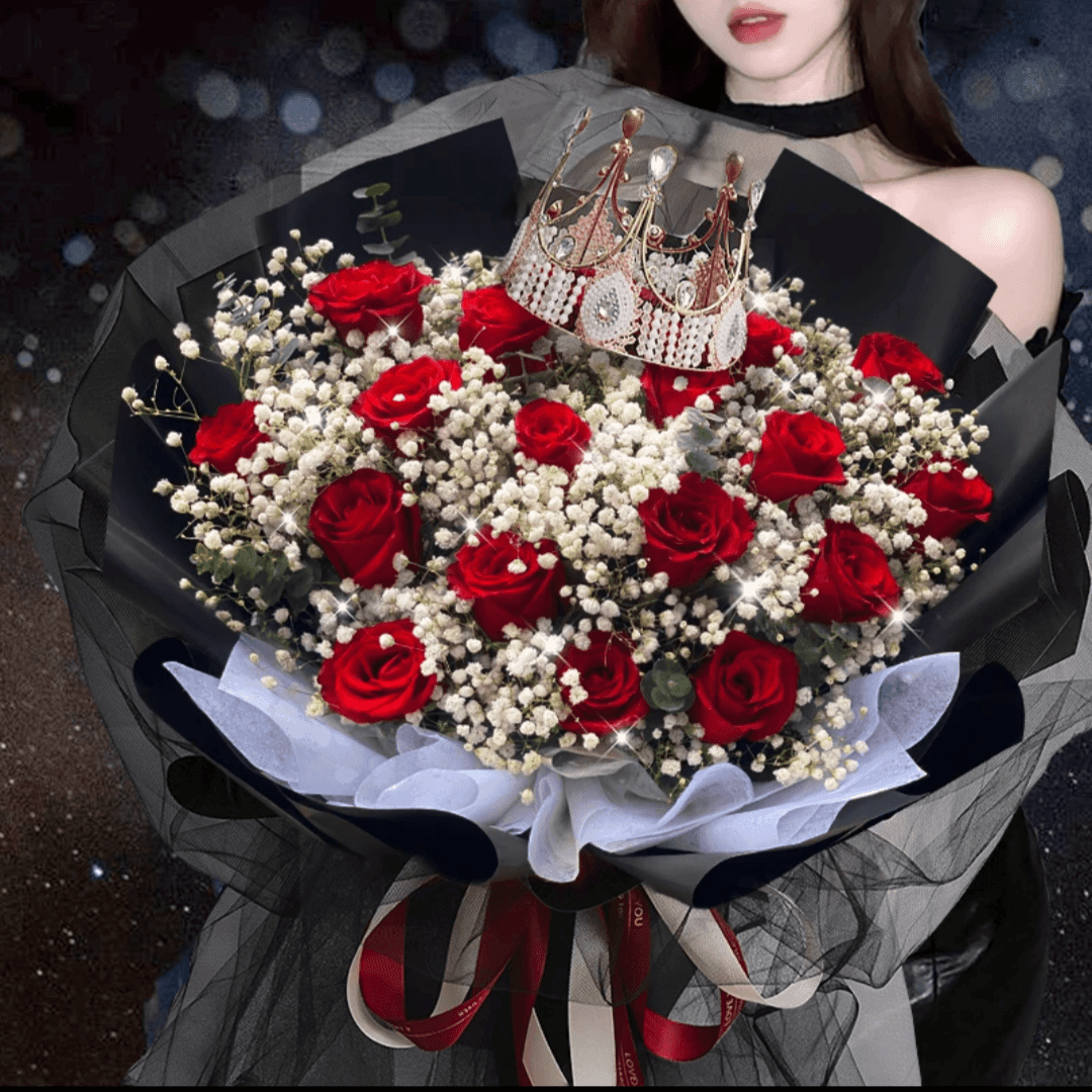 同城配送19朵红玫瑰花束送女友老婆生日表白附近鲜花店送花上门