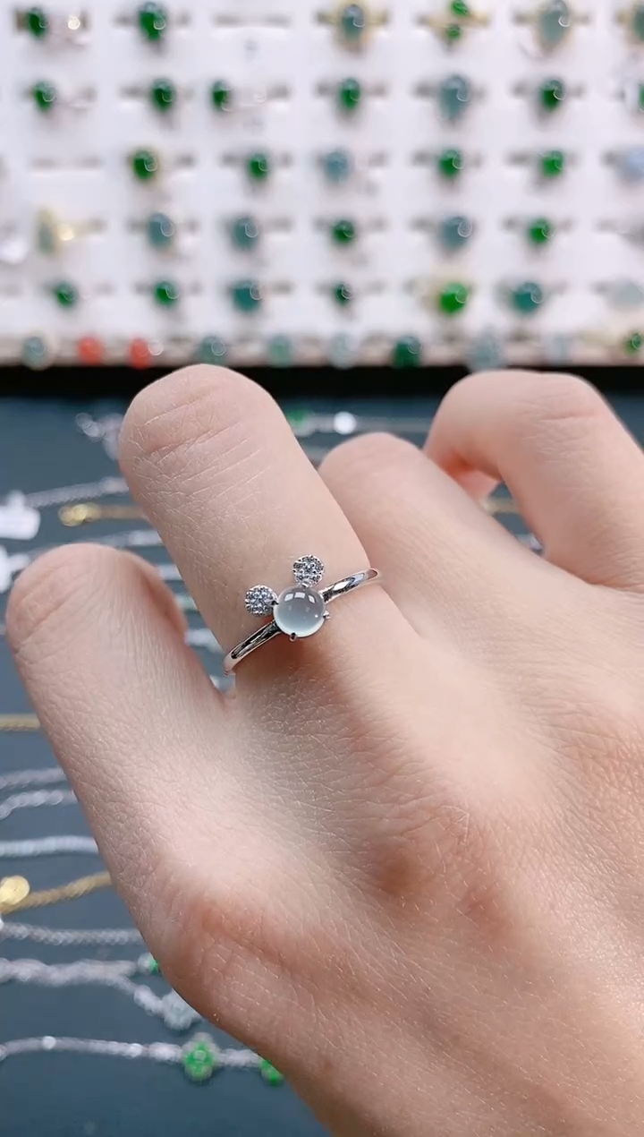 【闪购商品】翡翠戒指银S925镶嵌天然翡翠