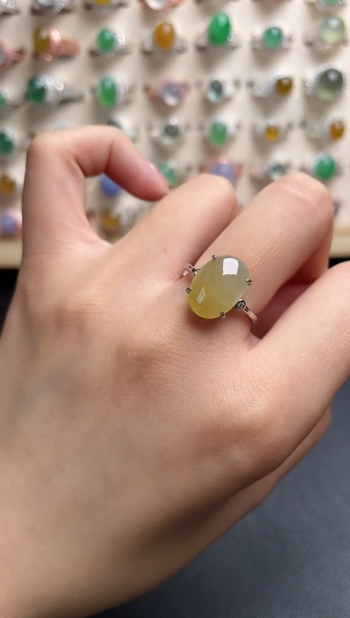 【闪购商品】翡翠银S925镶嵌戒指一物一证一礼盒