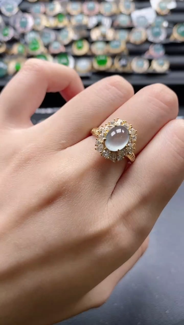 【闪购商品】翡翠戒指银S925镶嵌51151-5