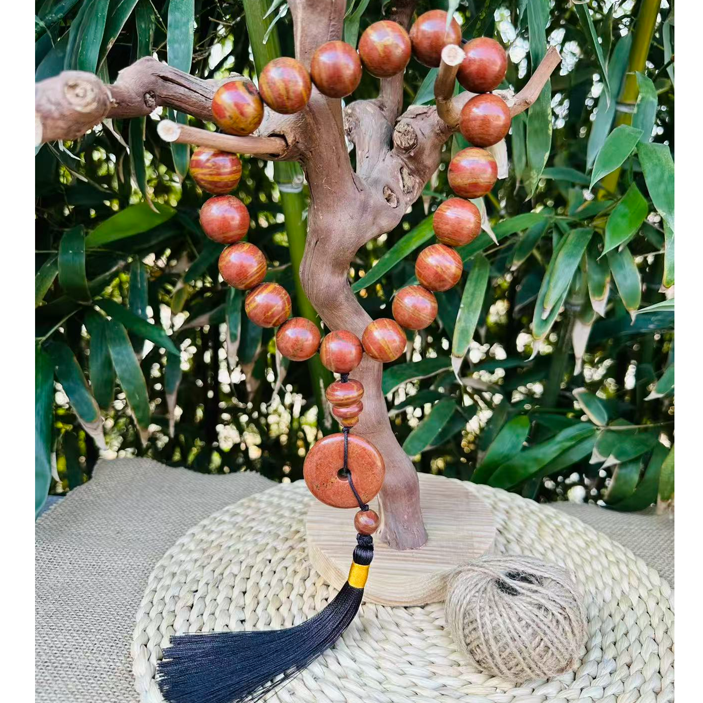 非金属布艺手链 泗滨砭石 砭石手持手串保健养生圆珠直径20.5cm