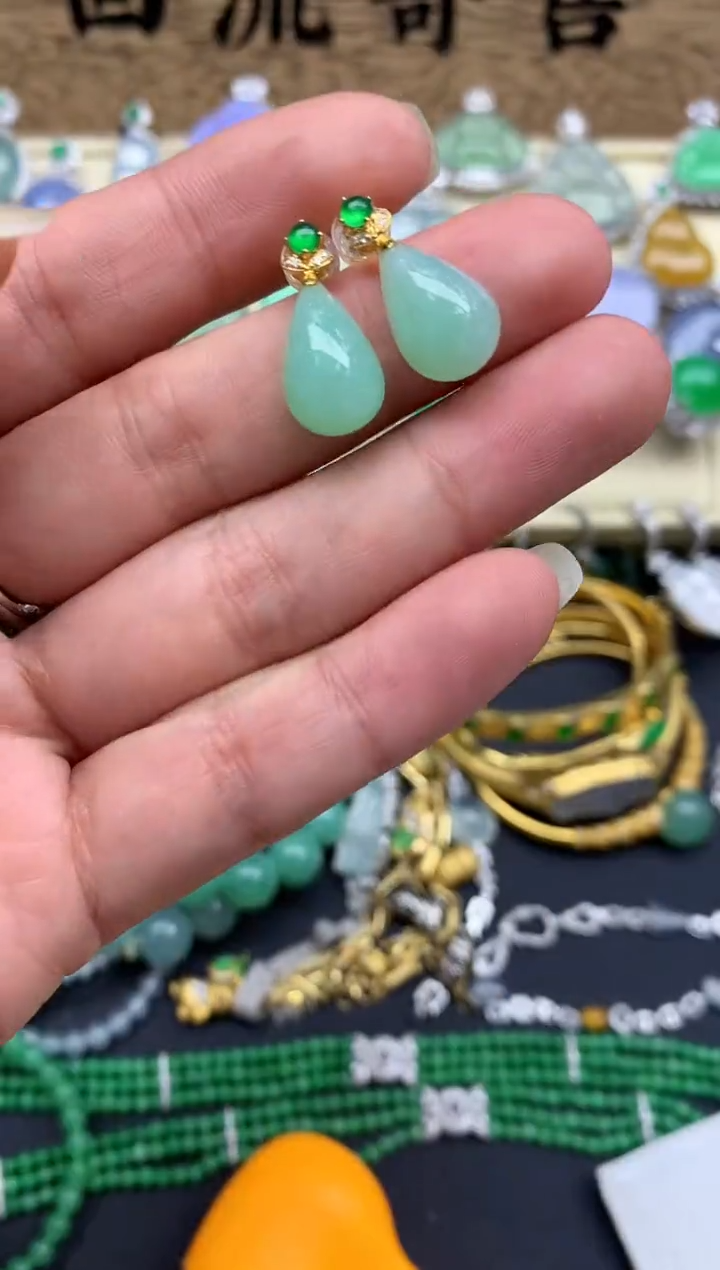 【闪购商品】翡翠耳饰18K金镶嵌282-中国好珍宝