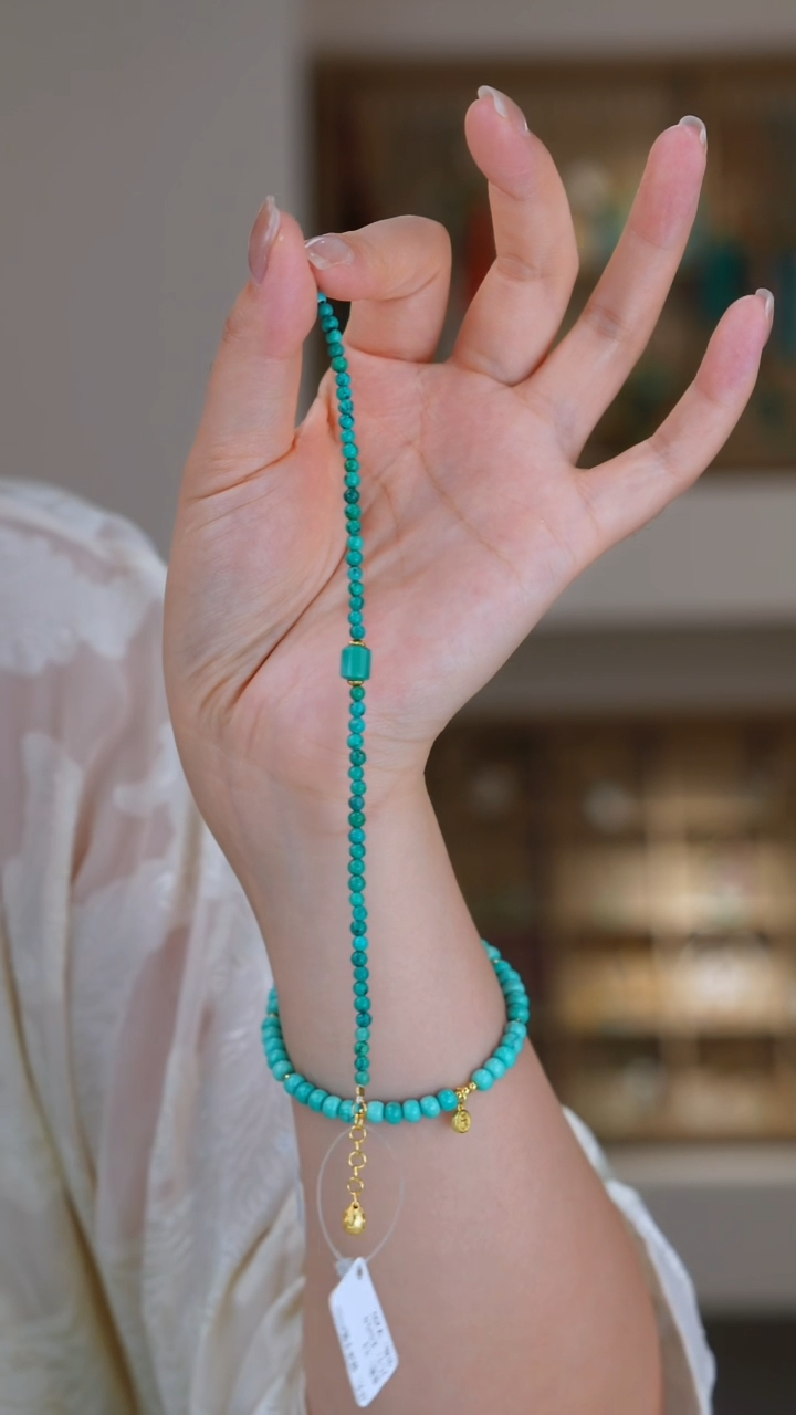 银S925镀金镶嵌绿松石手链多样性发货