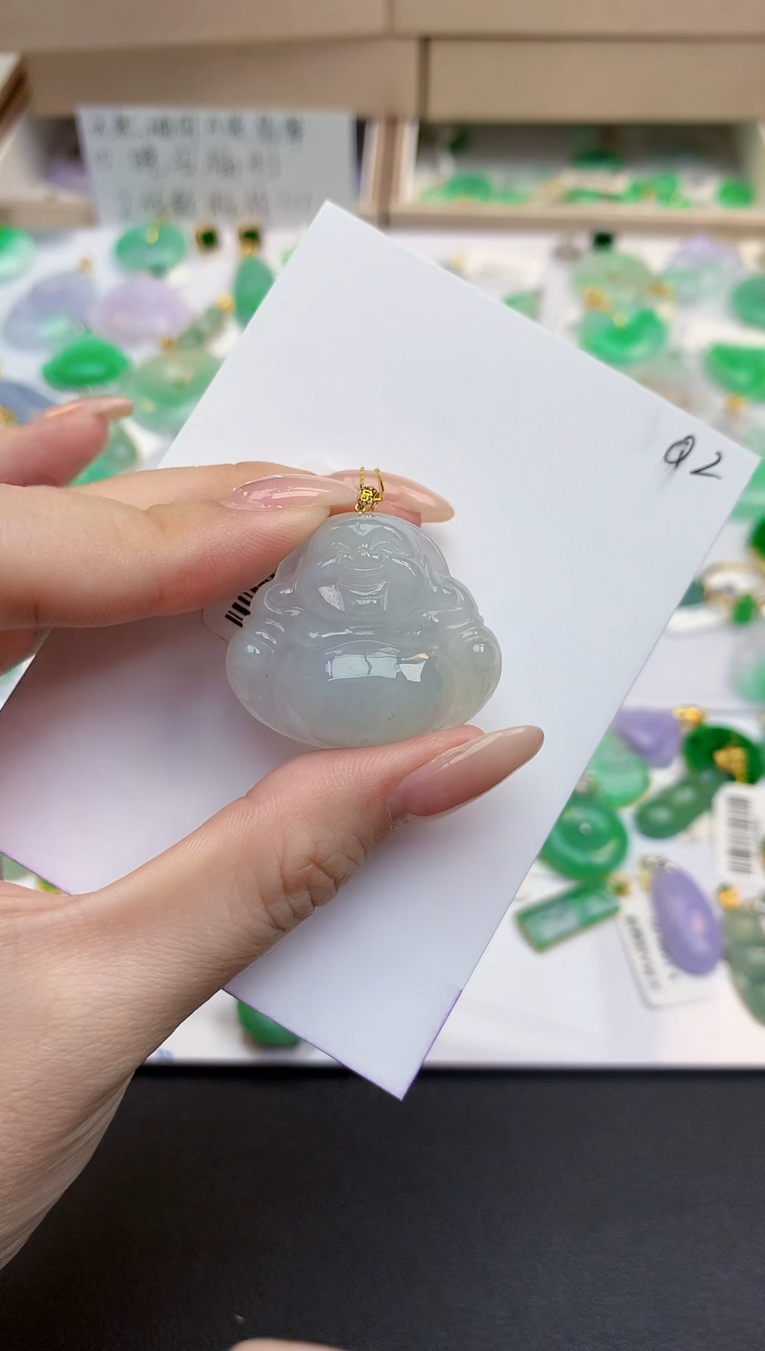 颈饰18K金镶嵌翡翠天然缅甸A货翡翠