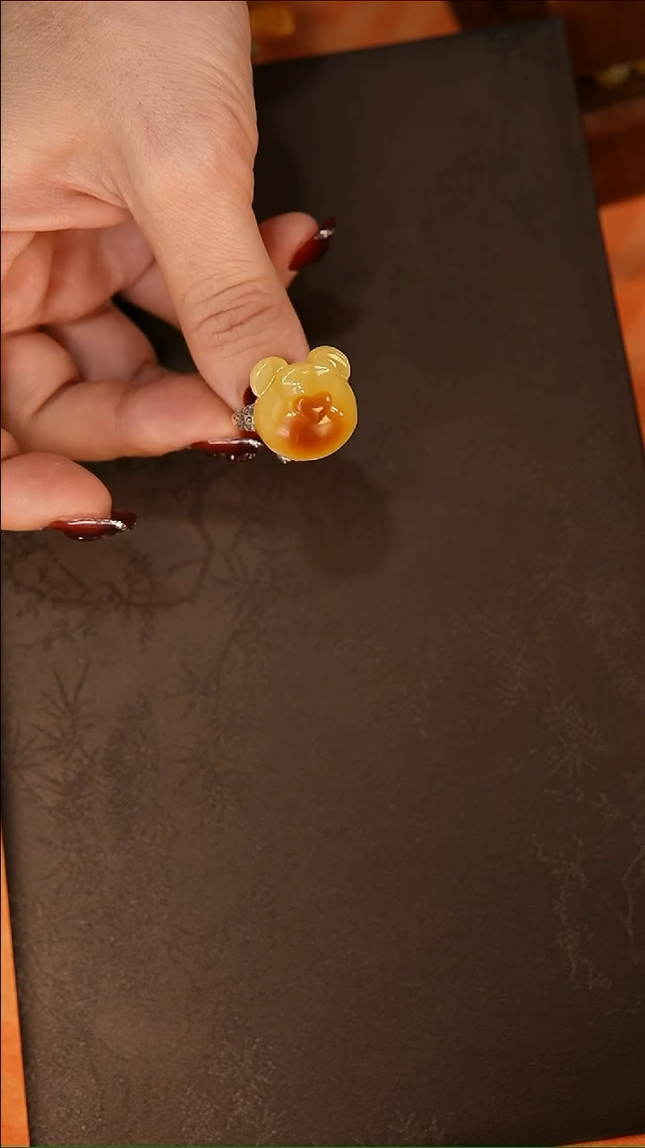 【闪购商品】琥珀戒指银S925镶嵌戒指