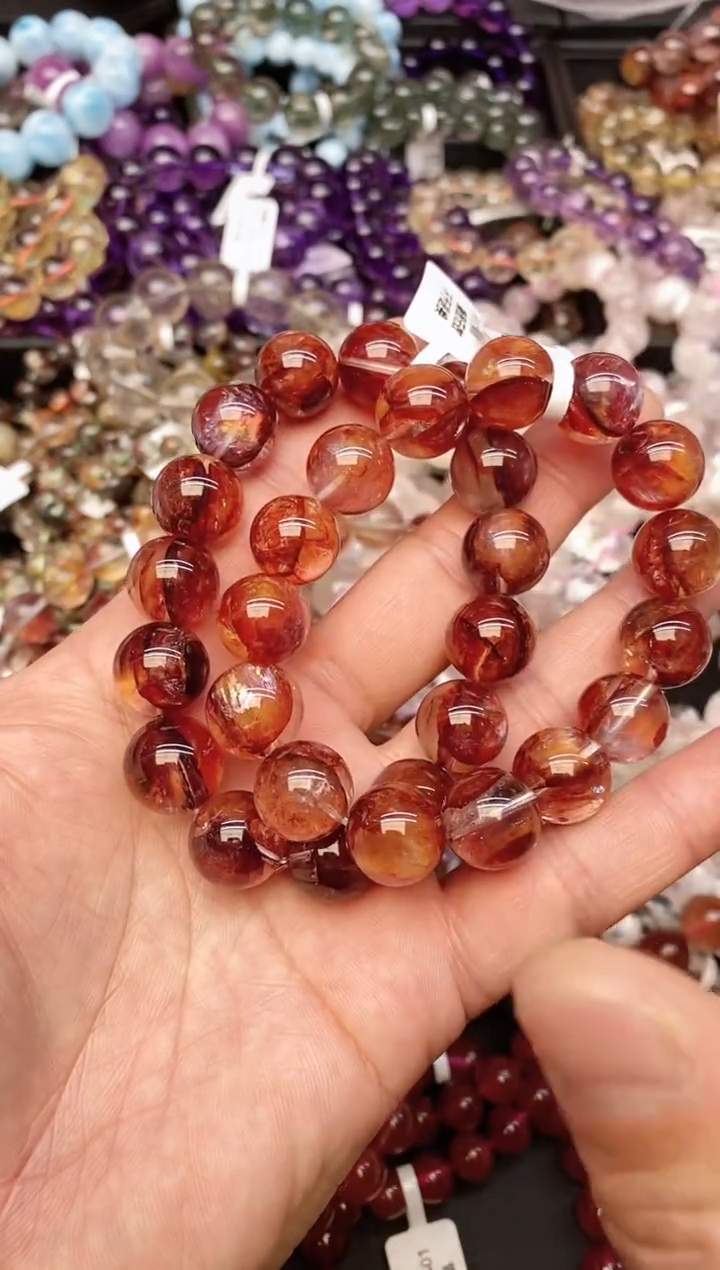 【闪购商品】水晶手链未镶嵌b82 红胶花14mm+ 多样性发其一