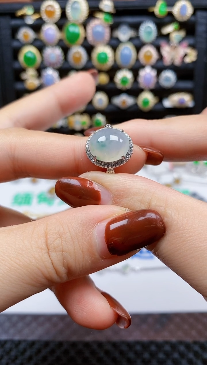 银S925镶嵌戒指翡翠459