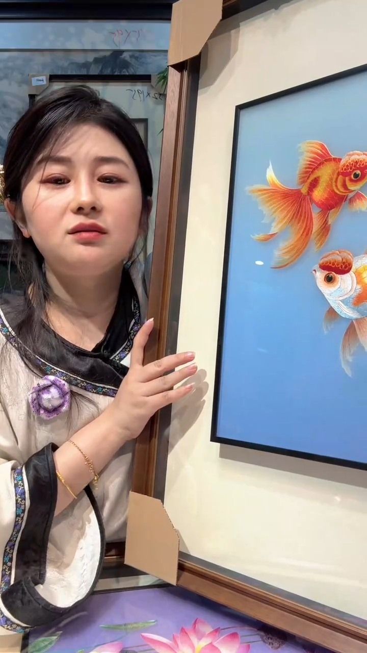 竖款非遗苏绣手工刺绣挂画