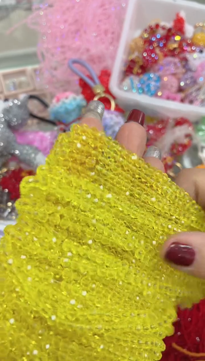 玻璃0995卡4水晶扁10条柠檬黄