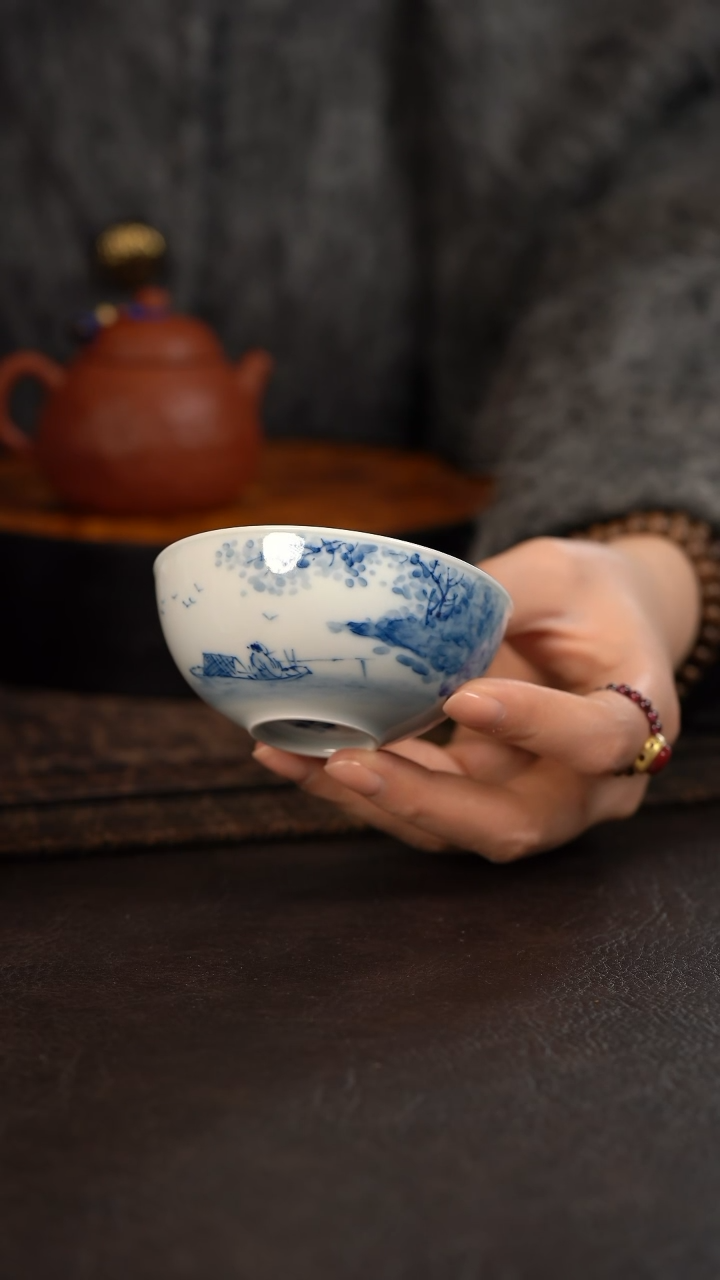 【闪购商品】杯615号HLX陶瓷重工山水普洱杯