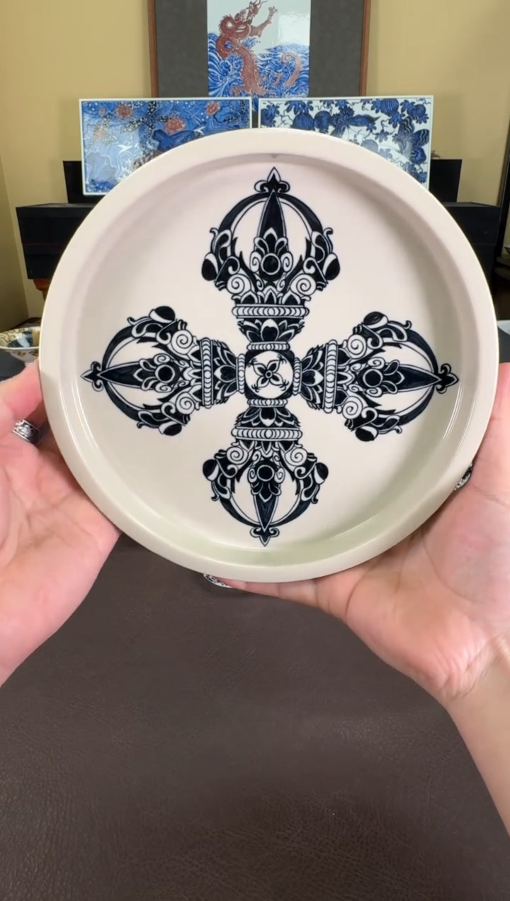 【闪购商品】瓷片二号釉金刚杵纹壶承