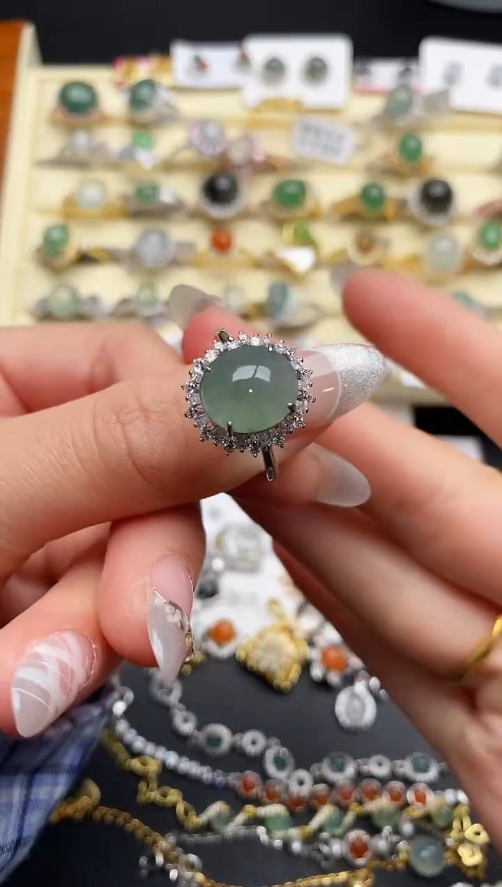 【闪购商品】翡翠戒指银S925镶嵌333333333+7