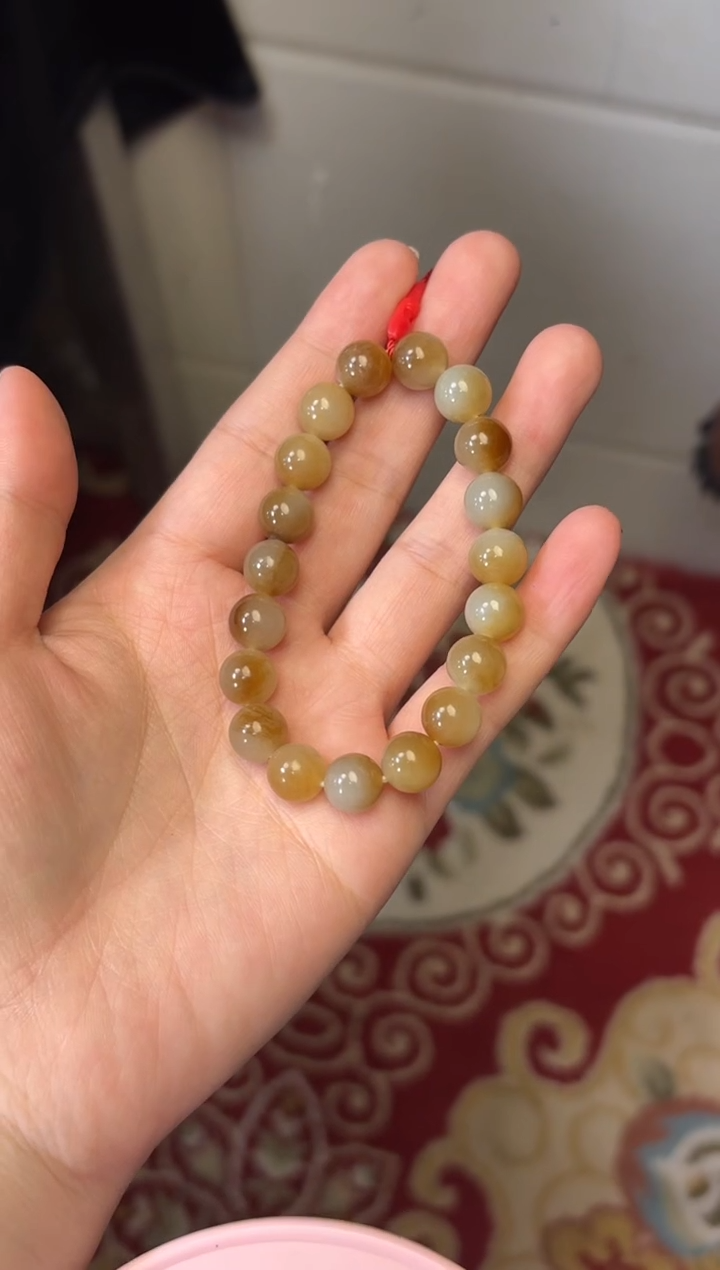 【闪购商品】和田玉手串未镶嵌 且末金山微色差卡10