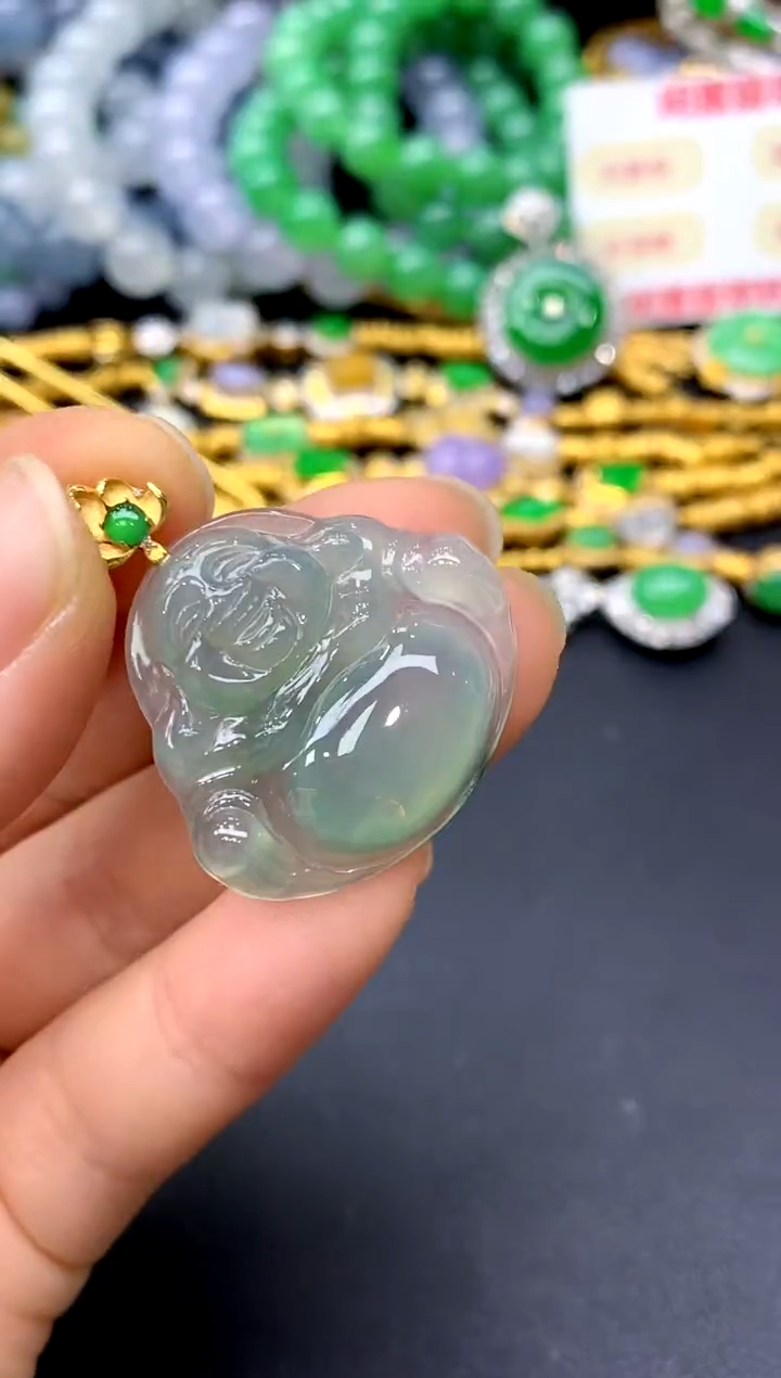 颈饰18K金镶嵌翡翠251-中国好珍宝