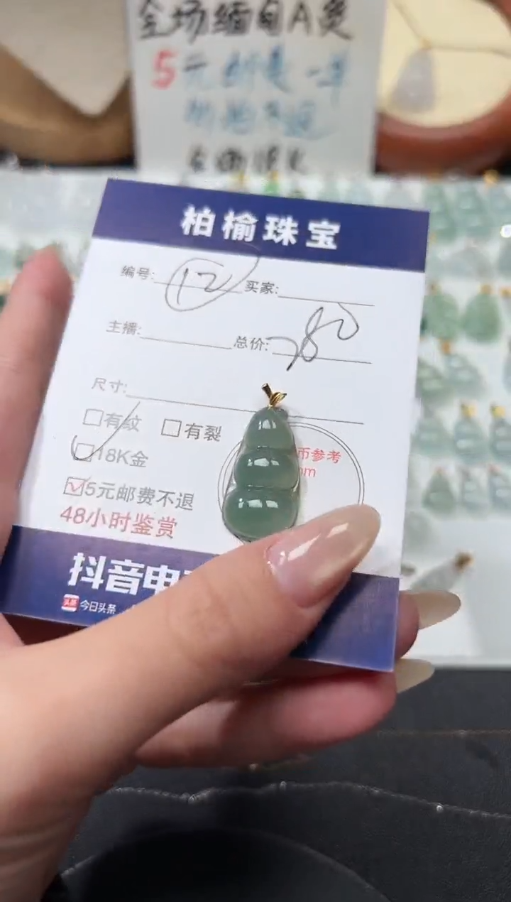 颈饰18K金镶嵌翡翠12豆子