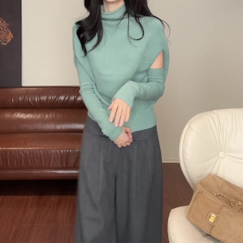 时尚百搭显瘦蝙蝠袖收腰圆领针织衫上衣长袖时尚百搭韩版C6597