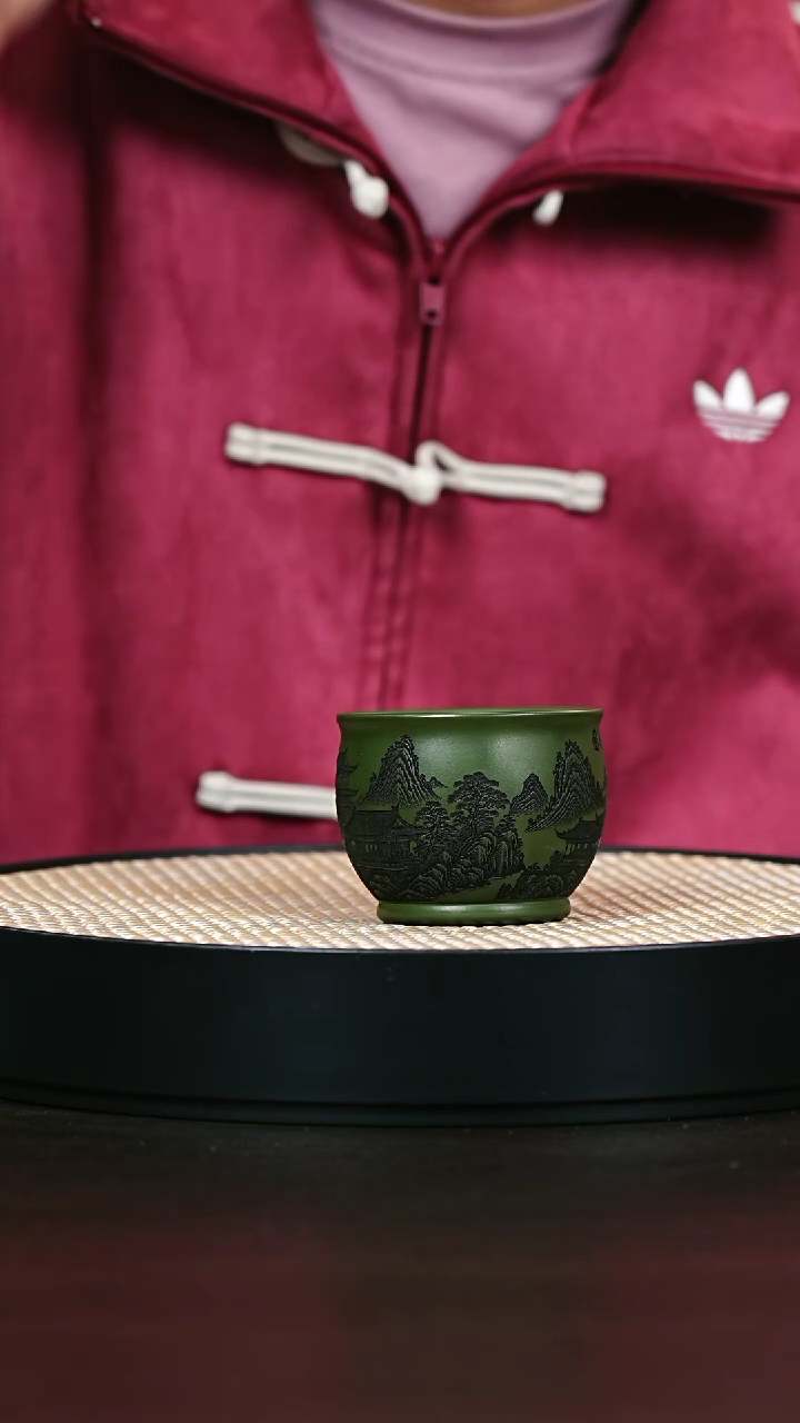 茶壶紫砂绿泥溪山烟雨主人杯