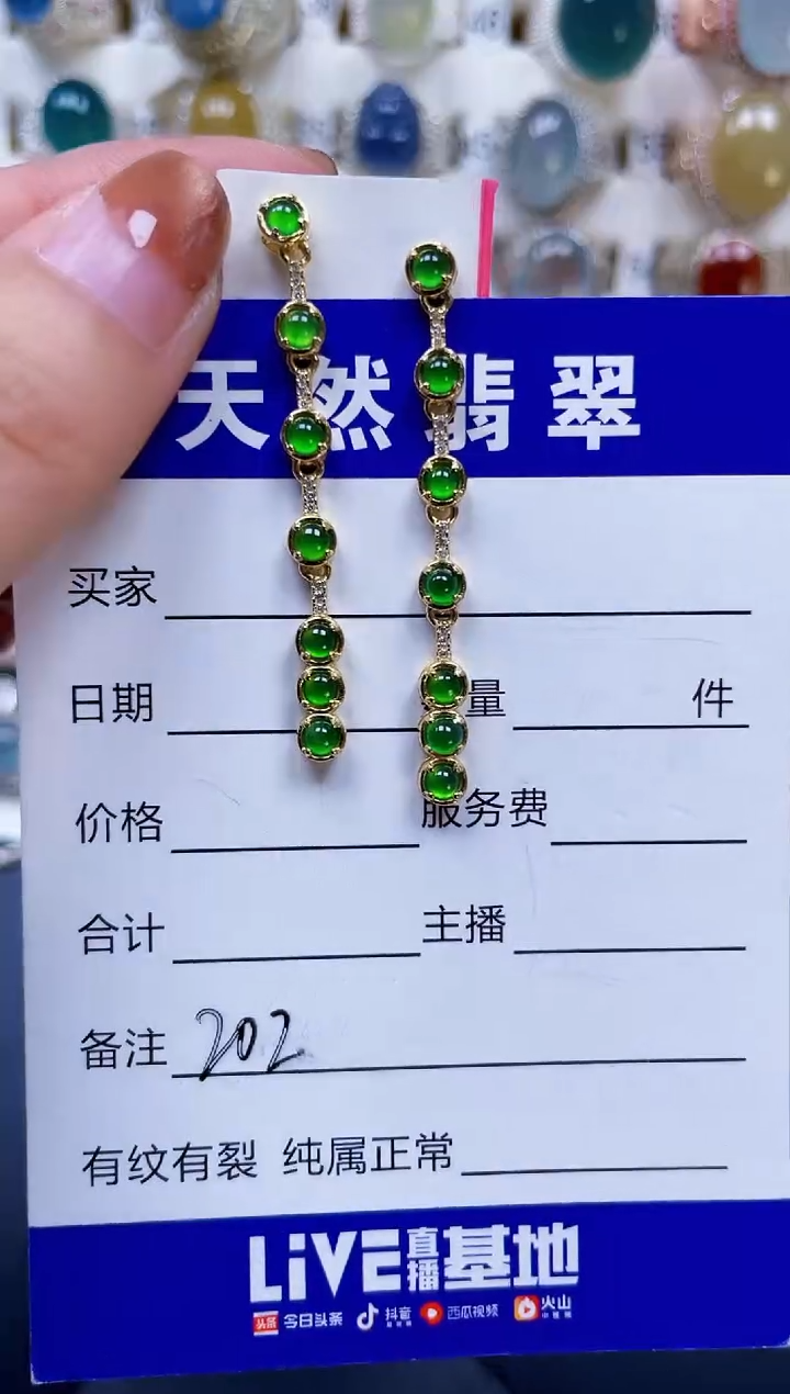 银S925镶嵌翡翠耳饰202