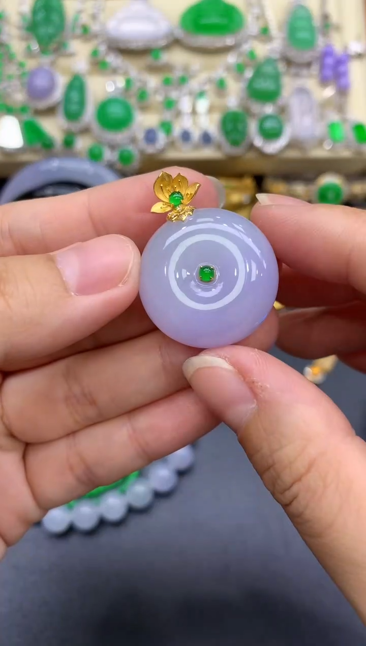 颈饰18K金镶嵌翡翠175-中国好珍宝