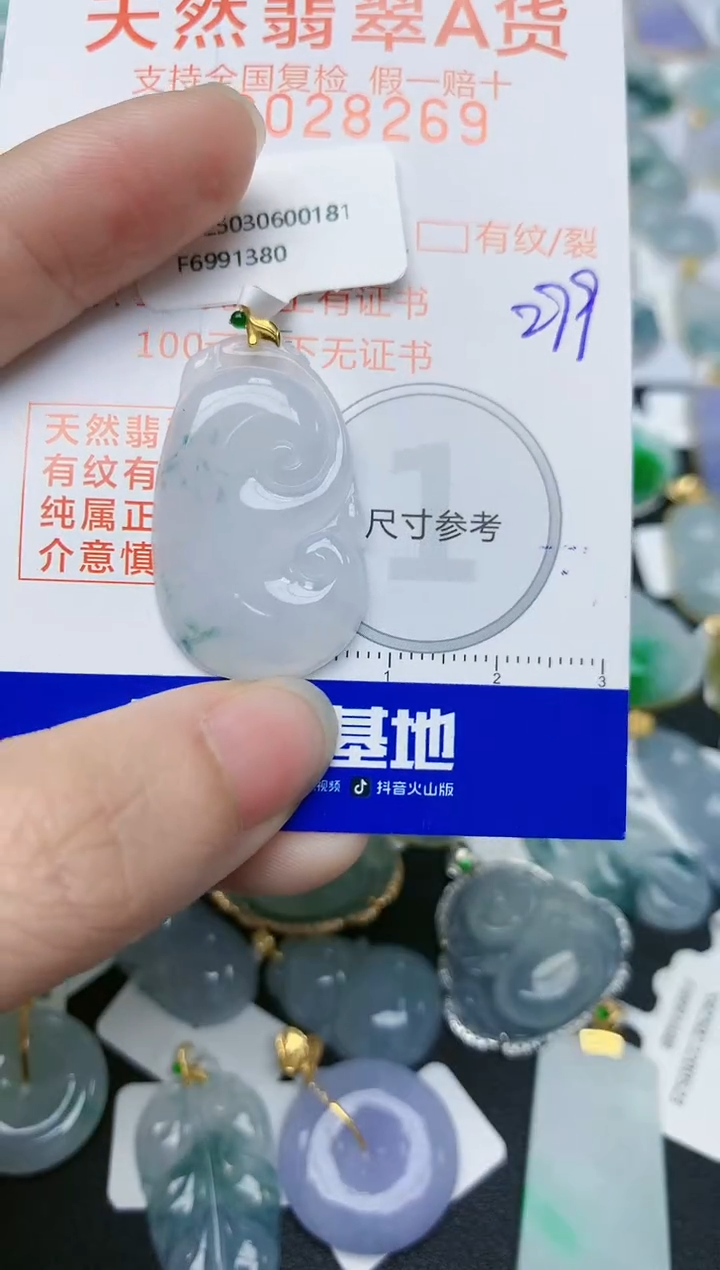 【闪购商品】翡翠颈饰18K金镶嵌天然翡翠A货    