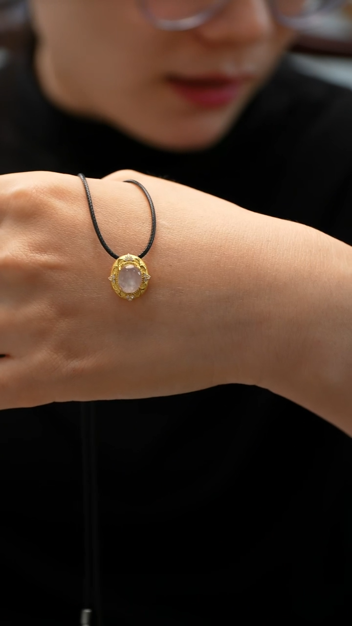 颈饰银S925镶嵌翡翠蛋面吊坠