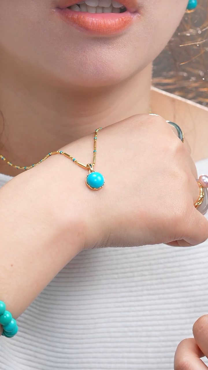 18K金镶嵌绿松石吊坠(不含链)1