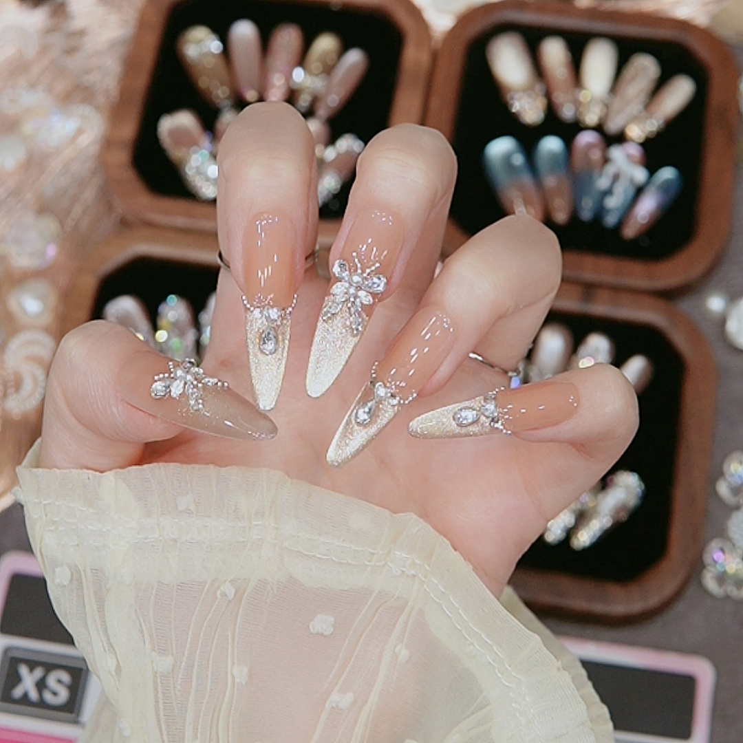【烫金蝴蝶pro】x纯手工穿戴美甲猫眼立体浮雕手绘光疗软甲手绘美甲